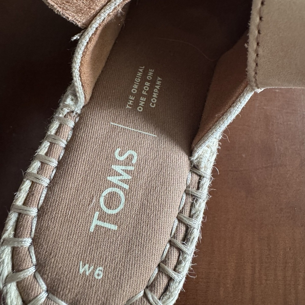 TOMS Women's Monica Wedge Sandal 6 Natural Hemp/Leather - Picture 5 of 10